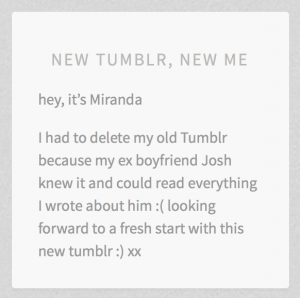 Miranda's first Tumblr post.