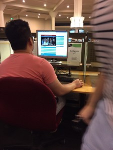 Most digital media in the library, such as YouTube on this man's computer, is found on laptops, smartphones and computers owned by visitors