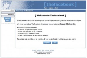 The first Facebook homepage