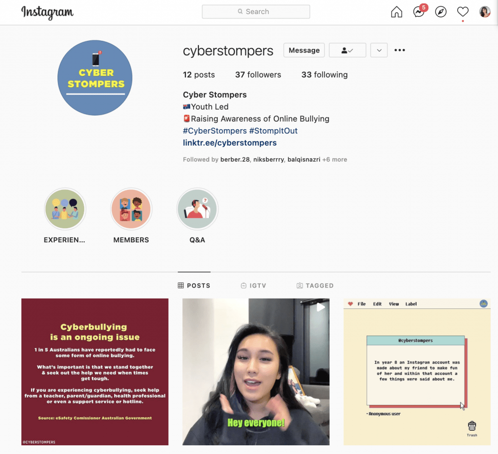 CYBERSTOMPERS, an Instagram page (by Emman, Cheryl, Oliver, Tom & Cameron