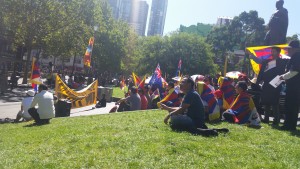Tibetan protest outside of the State Library
